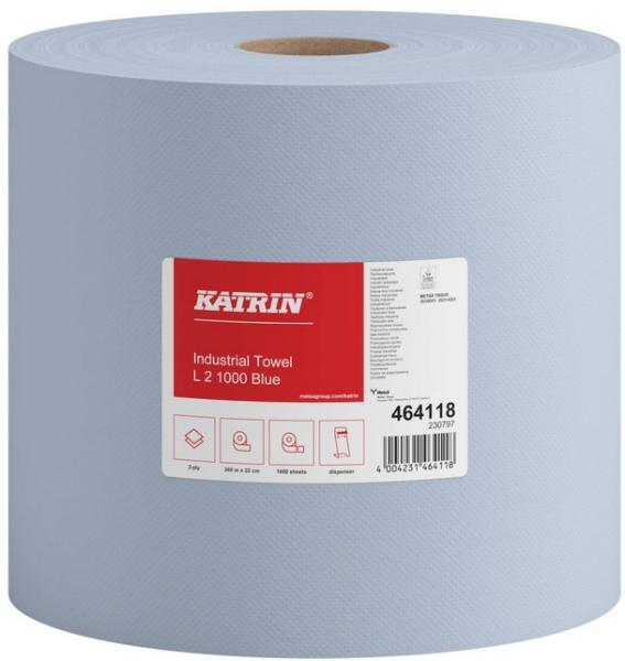 Putzpapier von Katrin blau Blattmaße: 22x36 cm mit 2 Lagen, 1000 Blatt auf der Rolle, Material: Zellstoffmix